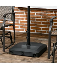 Outsunny Patio Umbrella Base with Wheels, 53lbs Water or 66lbs Sand Filled, Heavy Duty Outdoor Umbrella Stand Holder