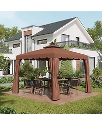 Outsunny 10' x 10' Double Roof Gazebo Replacement Canopy Top Cover