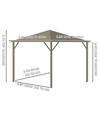Outsunny Patio Gazebo 10' x 10', Netting & Curtains, Steel Slat Rain Canopy, Hardtop Roof, Hanging Hooks, Rust Resistant Aluminum Frame for Outdoor, G