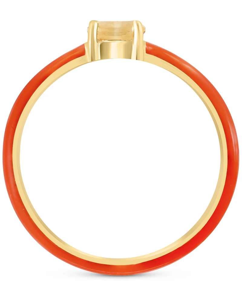 Effy Pink Opal (1/6 ct. t.w.) & Enamel Ring in Sterling Silver (Also available in Amethyst, Garnet, Citrine and Blue Topaz)