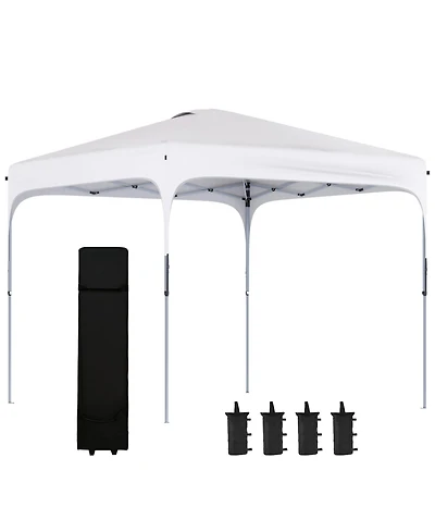 Outsunny Pop Up Gazebo Foldable w/ Wheeled Carry Bag & 4 Weight Bags,