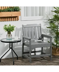 Outsunny Patio Chair with Armrests, Slatted Back Armchair