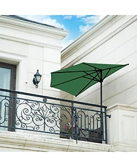 9 Ft Outdoor Patio Half Market Umbrella with Crank