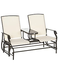 Outsunny 2-Person Outdoor Glider Bench with Center Table,