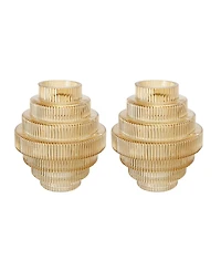 Ab Home Ribbed Geometric Glass Vase, Set of 2