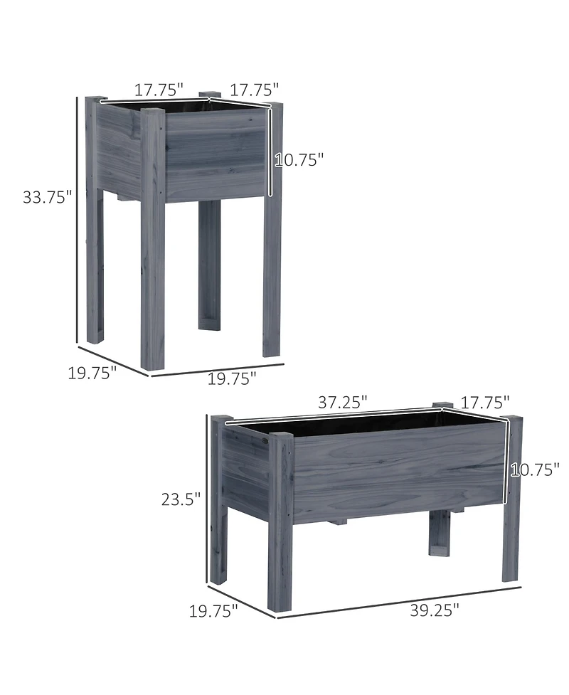 Outsunny Raised Garden Bed Set of 3 for Backyard,