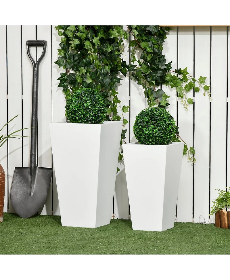 Outsunny 2-Pack MgO Flower Pots with Drainage Hole