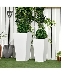 Outsunny 2-Pack MgO Flower Pots with Drainage Hole