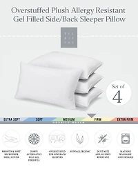 Ella Jayne Signature Plush Allergy-Resistant Firm Density Side/Back Sleeper Down Alternative 4-Pack Pillow
