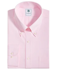 Men's Regular Fit Non-Iron Polo Button-Down Collar Solid Pinpoint Dress Shirt