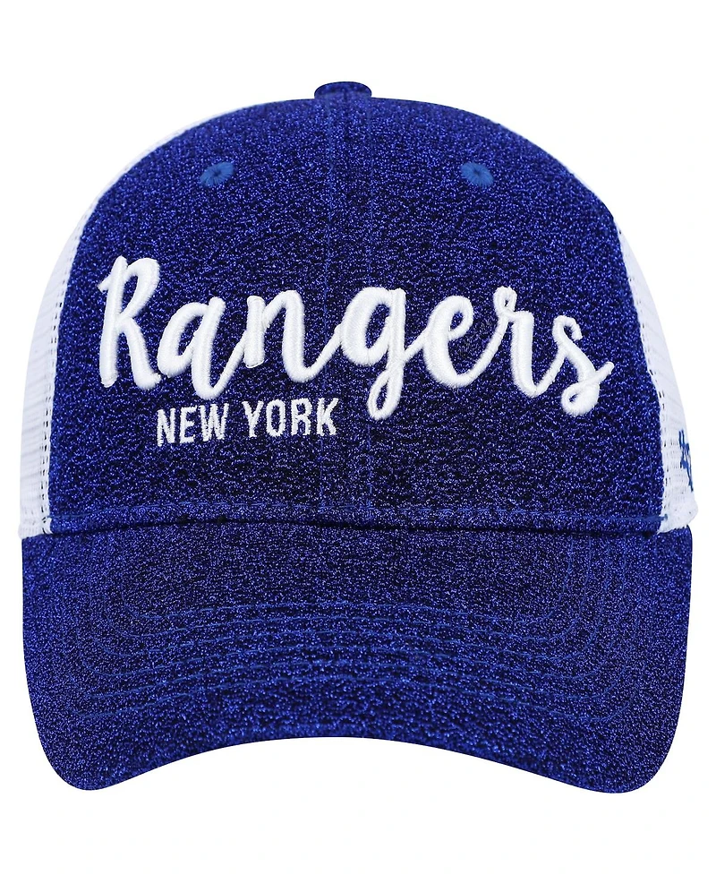 Women's '47 Brand Blue, White New York Rangers Encore Mvp Trucker Snapback Hat