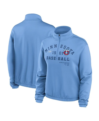 Women's Nike Light Blue Minnesota Twins Rewind Splice Half-Zip Sweatshirt