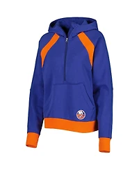Women's Starter Royal New York Islanders Wishbone Half-Zip Hoodie