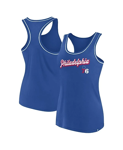 Women's Fanatics Royal Philadelphia 76ers Wordmark Logo Racerback Tank Top