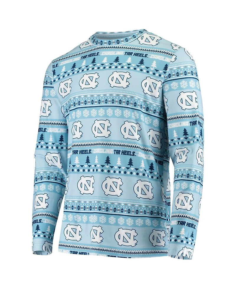 Men's Concepts Sport Carolina Blue North Tar Heels Ugly Sweater Knit Long Sleeve Top and Pant Set