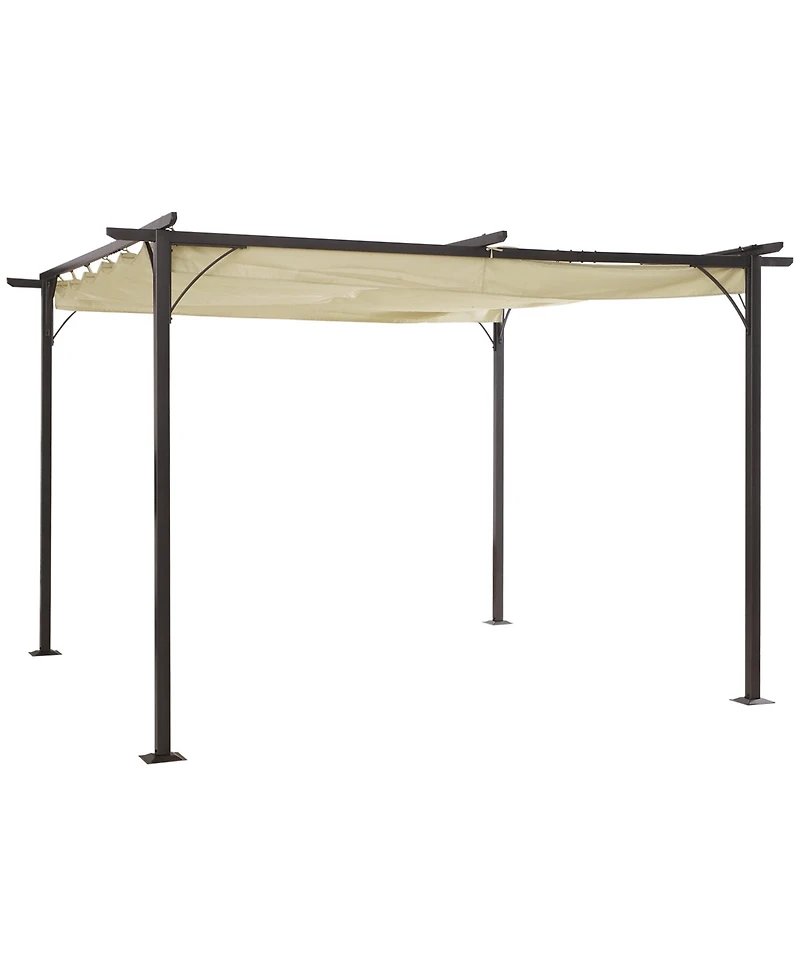 Outsunny 11.5'x11.5' Retractable Patio Gazebo Pergola, Uv Resist