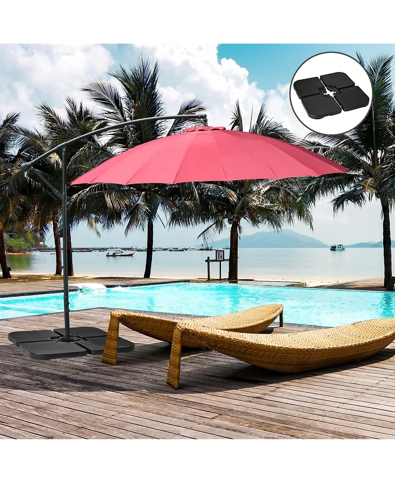 Outsunny 4-Piece 175lb Cantilever Patio Umbrella Base Weights for Offset Hanging Umbrella, Fasteners, Hdpe Water or Sand Filled Umbrella Weights for C