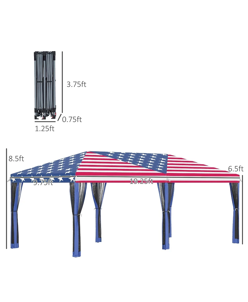 Outsunny Outdoor 10' x 20' Patio Gazebo Outdoor Pop-Up Canopy with Sidewalls, 6 Mesh Walls for Party, Events, Backyard, Lawn