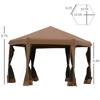 Outsunny 13' x 13' Pop Up Hexagonal Canopy Tent w/ Mesh Sidewalls