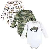 Hudson Baby Boys Cotton Long-Sleeve Bodysuit 3Pk