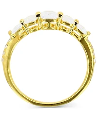 Cubic Zirconia Graduated Statement Ring 14k Gold-Plated Sterling Silver