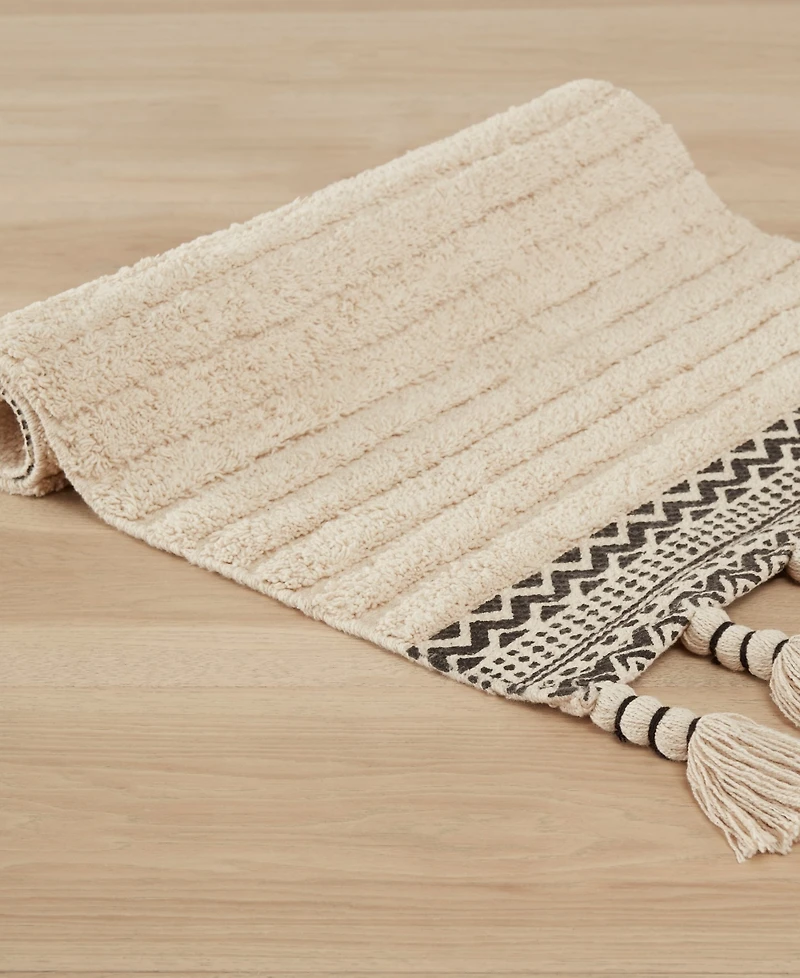 Lucky Brand Overtufted Cotton Fringe Bath Rug