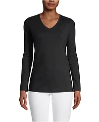 Lands' End Women's Supima Cotton Long Sleeve V-Neck T-Shirt