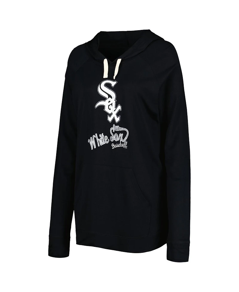 Women's Touch Black Chicago White Sox Pre-Game Raglan Pullover Hoodie