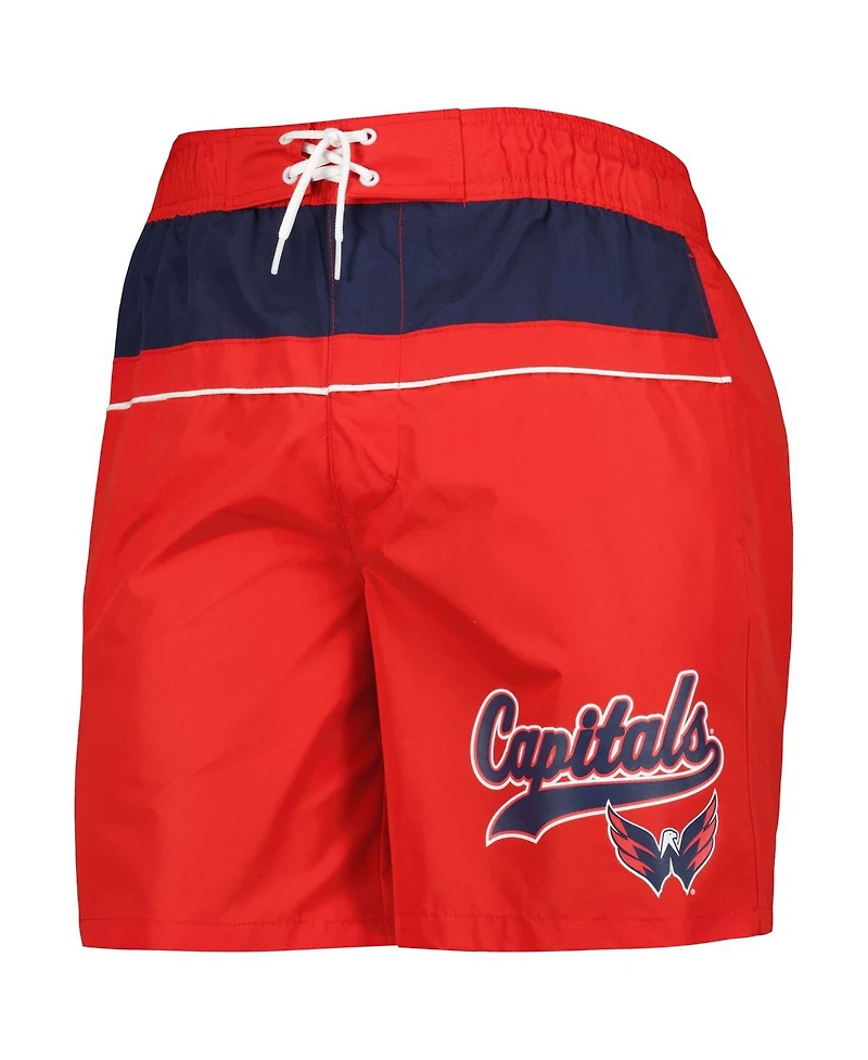 Men's Starter Red Washington Capitals Freestyle Volley Swim Shorts