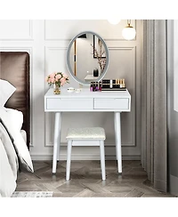 Costway Vanity Makeup Table Touch Screen Dressing Table Stool Set
