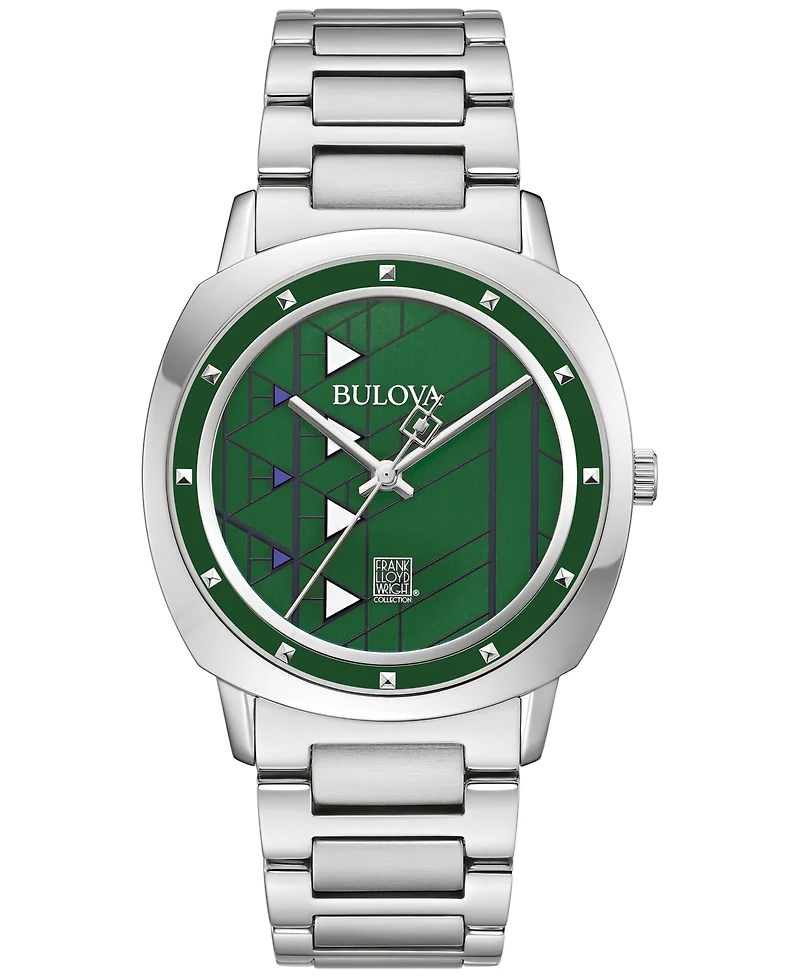 Bulova Men's Frank Lloyd Wright Hollyhock House Stainless Steel Bracelet Watch 39mm