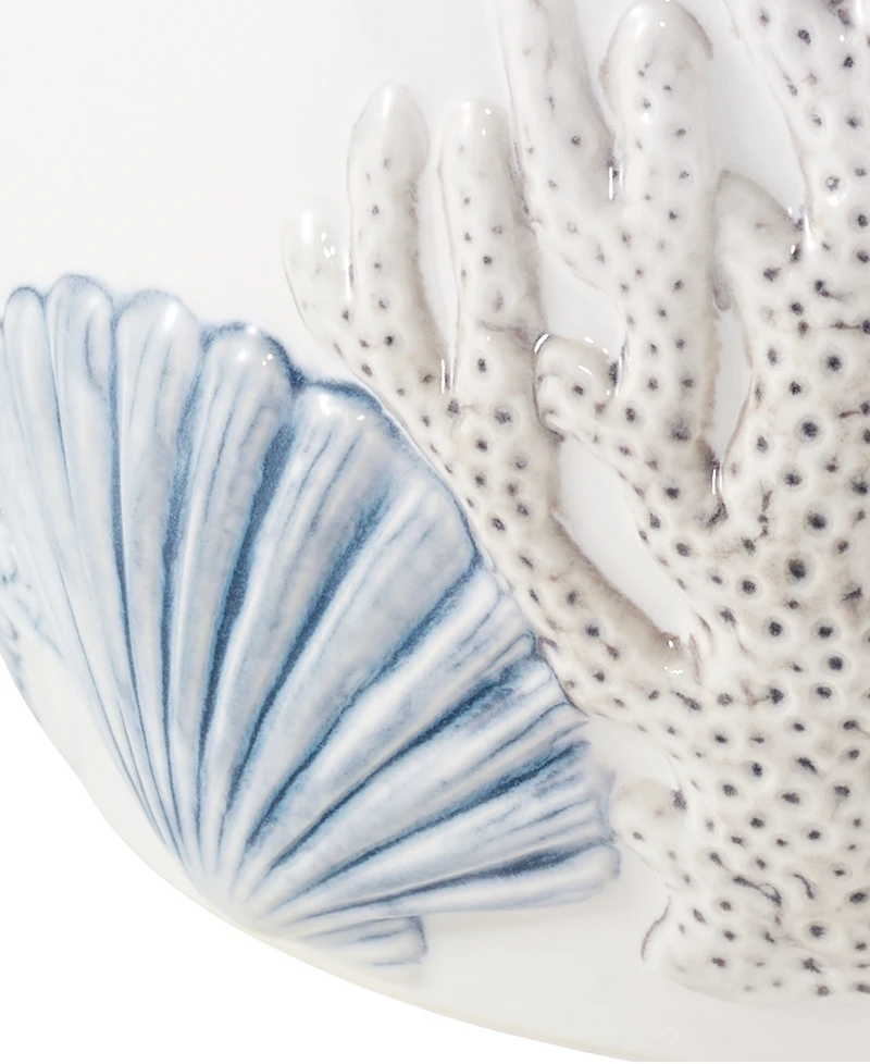 Avanti Abstract Coastal Seashells & Coral Ceramic Wastebasket