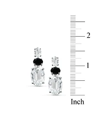 White Quartz (11 ct. t.w.) & Onyx Three-Stone Drop Earrings in Sterling Silver