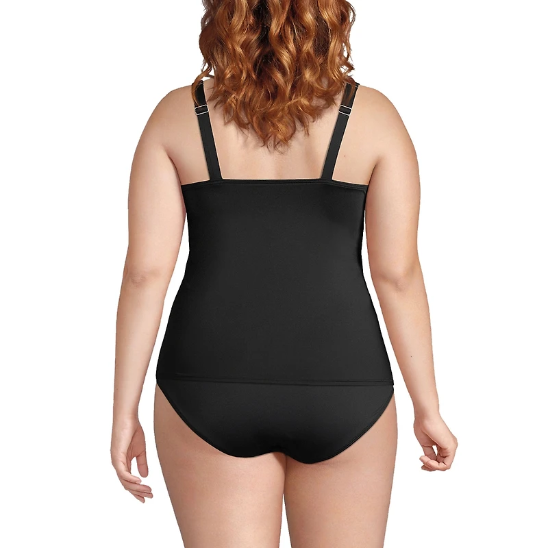 Lands' End Plus Square Neck Underwire Tankini Swimsuit Top Adjustable Straps