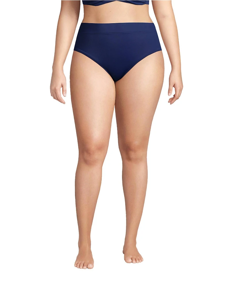 Lands' End Plus Tummy Control High Waisted Bikini Swim Bottoms