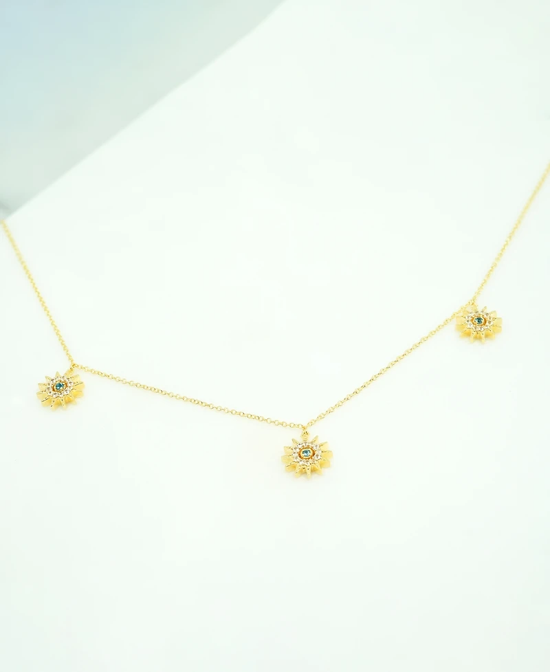 London Blue Topaz (1/10 ct. t.w.) & Lab-grown White Sapphire (1/3 ct. t.w.) Dangle Star Statement Necklace in 14k Gold-Plated Sterling Silver, 16" + 2