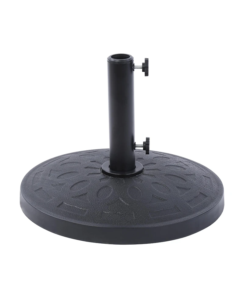 9 Ft Outdoor Patio Market Umbrella with Decorative Round Resin Base