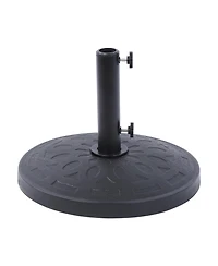 9 Ft Outdoor Patio Market Umbrella with Decorative Round Resin Base