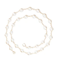 Sam Edelman Women's Imitated Pearl Embellished Gold-Tone Chain Dress Belt