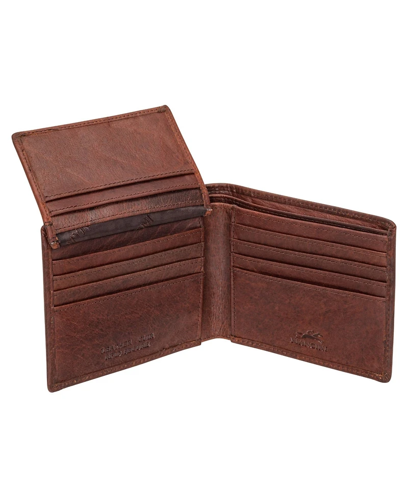 Mancini Men's Buffalo Rfid Secure Left Wing Billfold Wallet