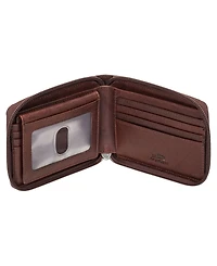 Mancini Men's Buffalo Rfid Secure Zippered Billfold Wallet with Removable Passcase