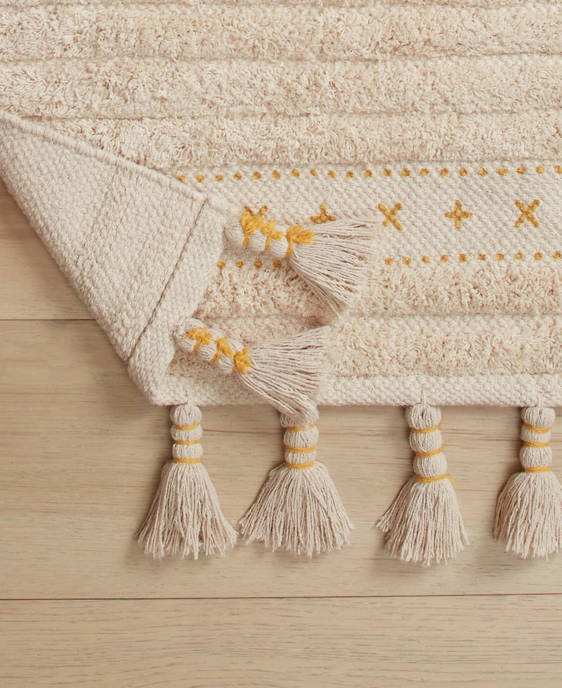 Lucky Brand Overtufted Cotton Fringe Bath Rug, 17" x 32"