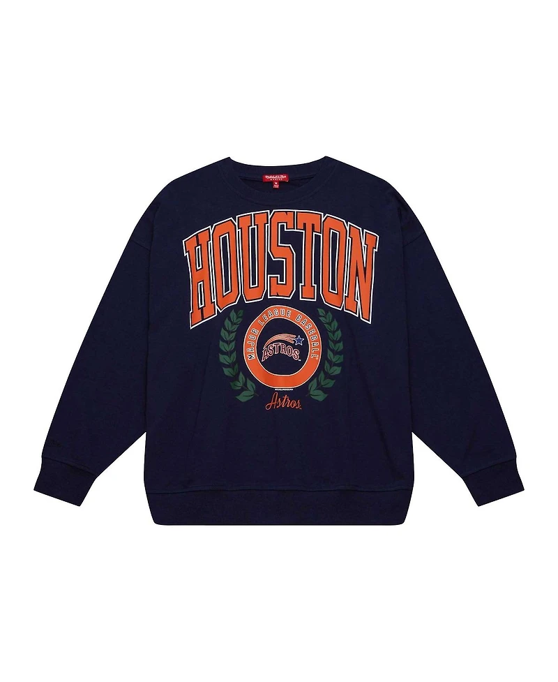 Women's Mitchell & Ness Navy Houston Astros Logo Lt 2.0 Pullover Sweatshirt