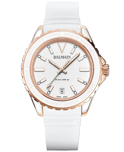 Balmain Women's Swiss Ophrys White Rubber Strap Watch 39mm