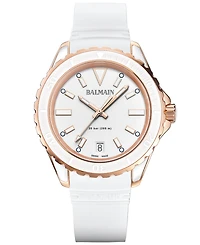 Balmain Women's Swiss Ophrys White Rubber Strap Watch 39mm