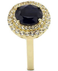 Sapphire (2 ct. t.w.) & White Topaz (1/2 ct. t.w.) Halo Ring in Gold-Plated Sterling Silver (Also in Ruby & Emerald)