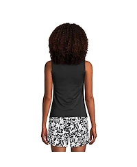 Lands' End Petite High Neck Upf 50 Sun Protection Modest Tankini Swimsuit Top