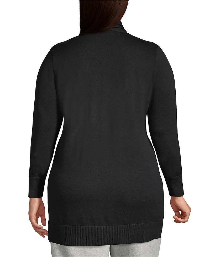 Lands' End Plus Long Sleeve Open Cardigan Sweater