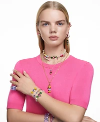 Swarovski 14k Rose Gold-Plated Small Pink Baguette Cubic Zirconia Hoop Earrings, 0.87"