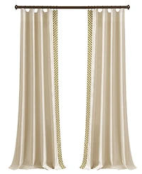 Lush Decor Luxury Mid Century Geo Faux Silk Jacquard Border Window Curtain Panel Wheat/Green Single 52x84